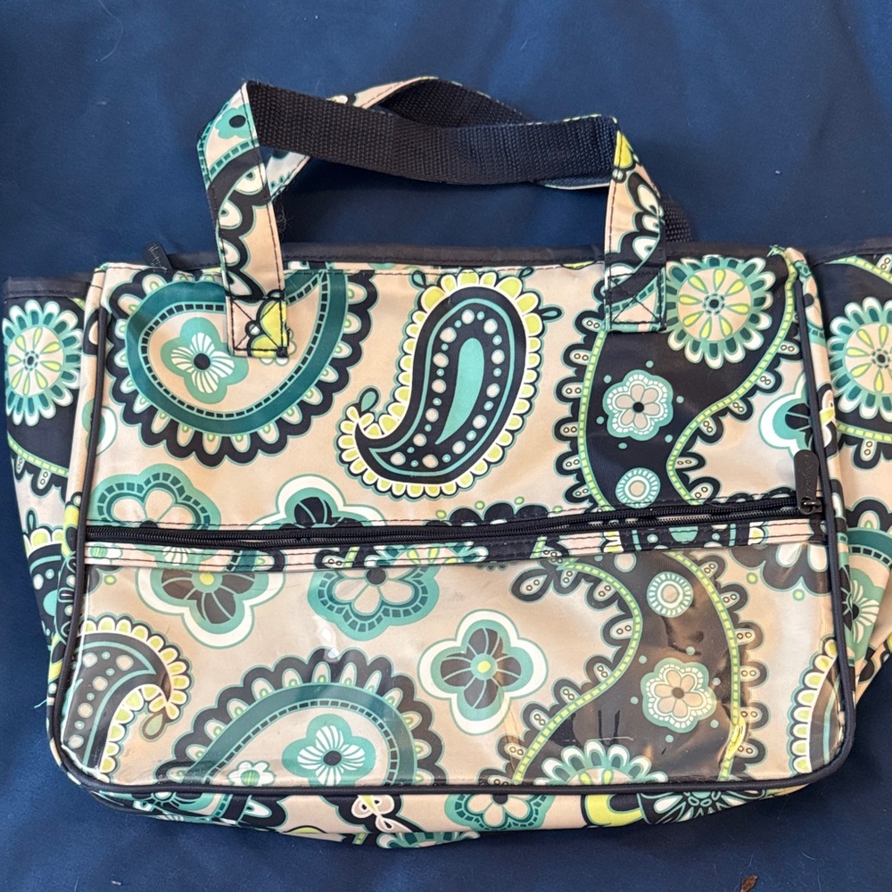 Thirty-One Paisley Tote Bag - Black and Green